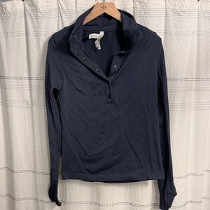 Athleta blue gray Long-Sleeve Snap pullover